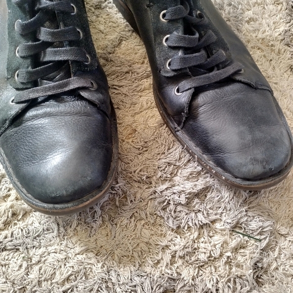 JOHN VARVATOS Brooklyn Lug Lace Mineral Black buttery soft Leather Boots sz 10 - Picture 3 of 8